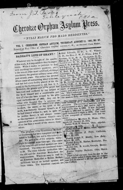 Cherokee Orphan Asylum Press. (Cherokee Orphan Asylum, Cherokee Nation ...