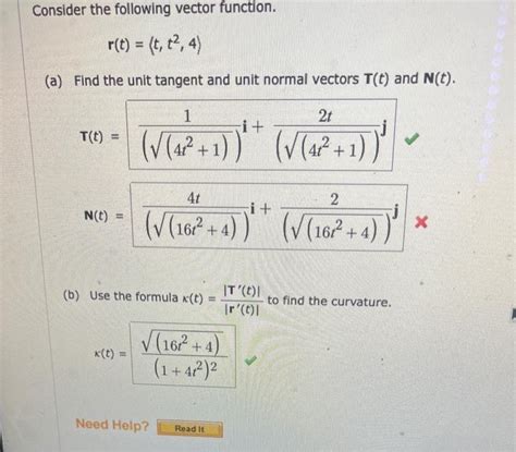 Solved Consider The Following Vector Function R T T Chegg