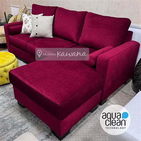 Sillón en L reversible con tela Aquaclean Spirit 28 vino medida 2,40m ...