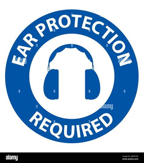 Notice Ear Protection Required Sign On White Background Stock Vector