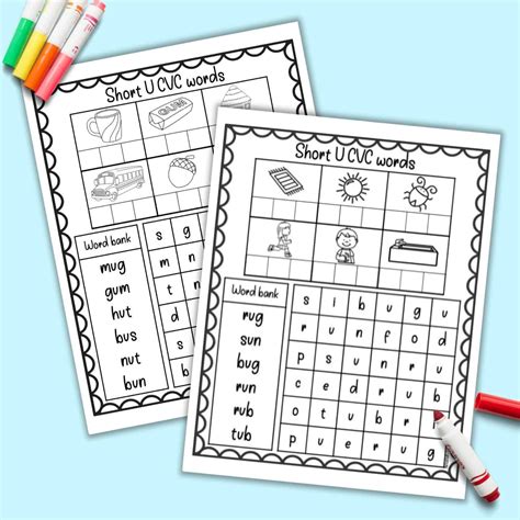 Short U Cvc Words Worksheets Printable Templates Free