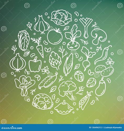 Vector Illustration Of Vegetable In The Circle Stock Vector