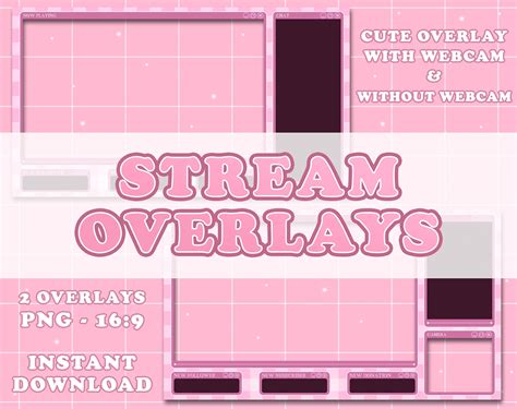 Cute Pink Twitch Stream Overlay Pack Etsy Overlays Twitch Images