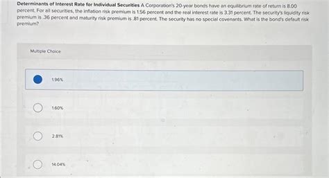 Solved Determinants Of Interest Rate For Individual Chegg