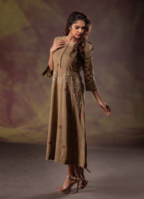 Natural Dyed Kurti Dress With Hand Embroidery And Sequins Mamatha Tulluri