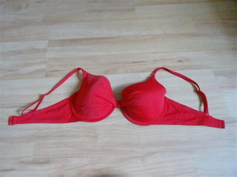 Bikini Oberteil Rot Schale Mit B Gel D Metallverschluss