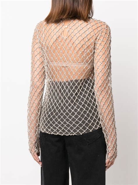 Isabel Marant Sheer Crystal Embellished Mesh Top Farfetch