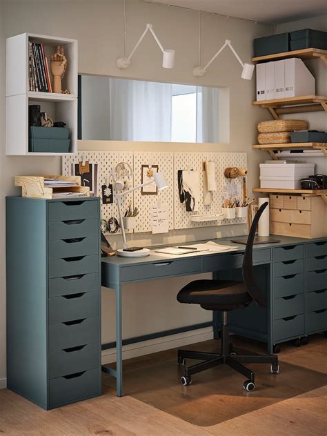 Alex Desk Grey Turquoise 100x48 Cm Ikea