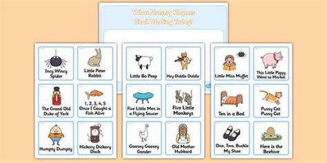 Nursery Rhyme Choosing Cards Nursery Rhymes Rhymes Cards