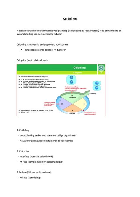 HD7 Celdeling Samenvatting Essential Cell Biology Celdeling