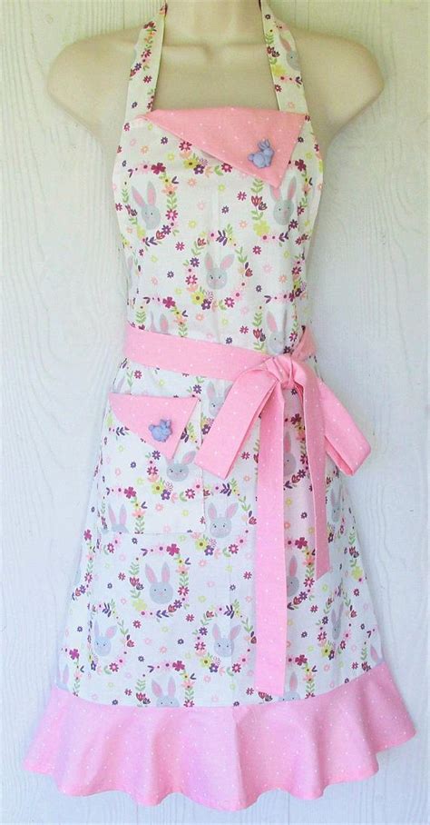 Retro Full Apron for Women Easter Apron With Bunnies and | Etsy ...