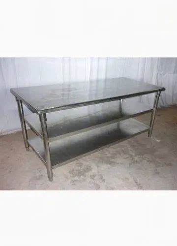 Silver Polished Stainless Steel Work Table For Hotel Size 36ft X