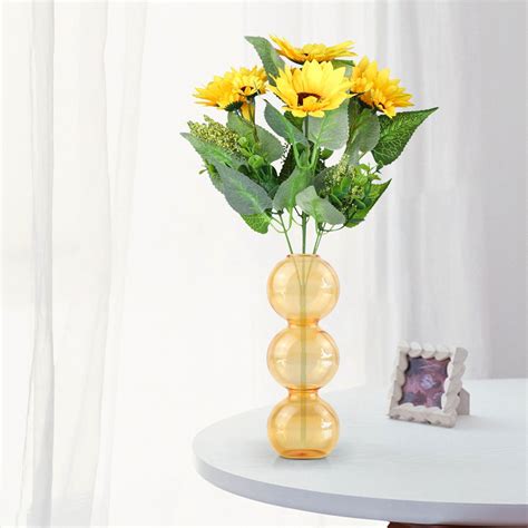 Hgallory Creative Colored Glass Transparent Vase, Home Decorative Vases for Artificial Plants ...