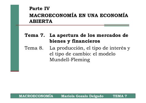 01 Tema 7 Presentación esquema Parte IV MACROECONOMÍA EN UNA