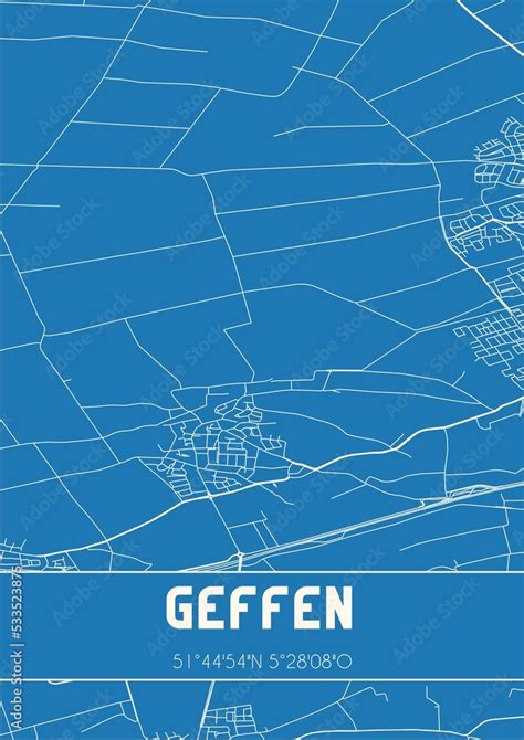 Blueprint Of The Map Of Geffen Located In Noord Brabant The Netherlands