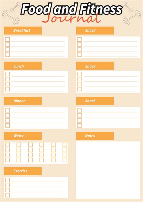 Diet And Exercise Journal Template