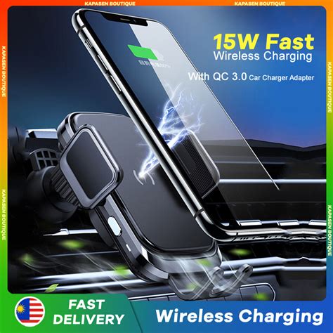 15w Wireless Charger Car Mount Air Vent Mobile Phone Holder Stand Fast Charging Station For I