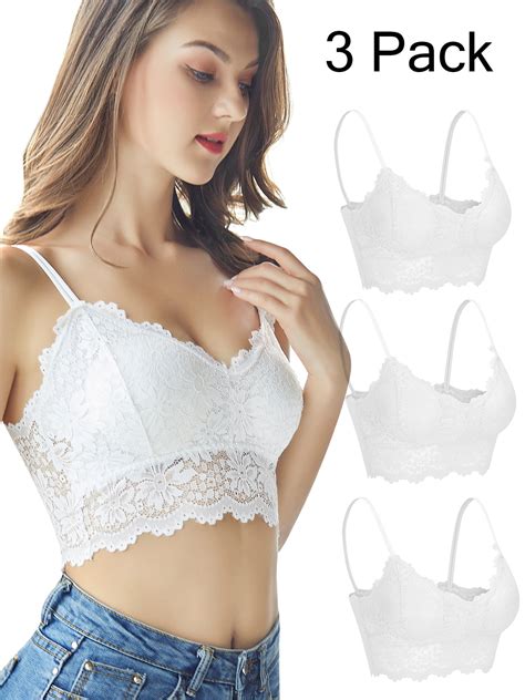 Sayfut Womens 3pcs Sexy Floral Lace Bras Removable Padded Bra