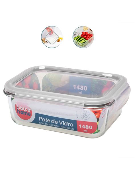 Comprar Pote Hermético De Vidro Marmita micro ondas forno 1480ml