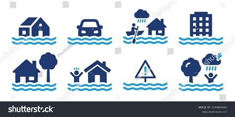 Flooding Icon Set Inundation Symbol Vector Stock Vector Royalty Free