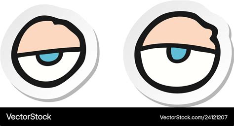 Sticker a cartoon tired eyes Royalty Free Vector Image