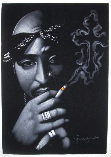 Tupac Shakur Portrait Pac Smoke Cross Original Oil Painting On