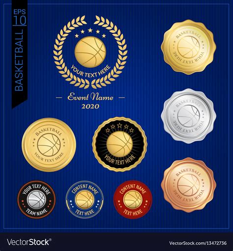 Set Basketball Badge Label Or Emblem For Sport Vector Image