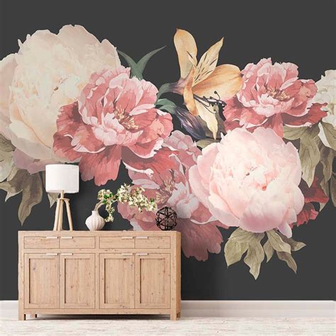 Peony Wallpaper Removable Floral Wallpaper Peonies Flower Mural