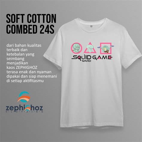 Kaos Pria Squid Game Lengan Pendek Pilihan Warna Putih, Abu muda