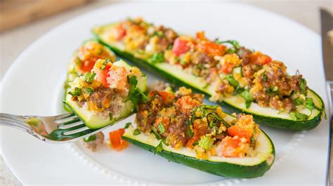 Italian Sausage Stuffed Zucchini Boats Recipe Veggie Side Dishes