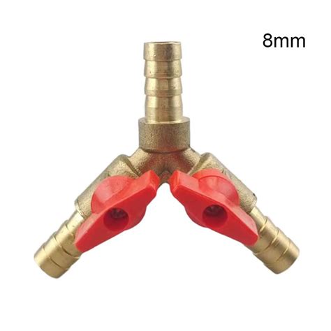 Lierteer 8mm10mm Hose Y 3 Way Brass Shut Off Ball Valve For Fuel Air