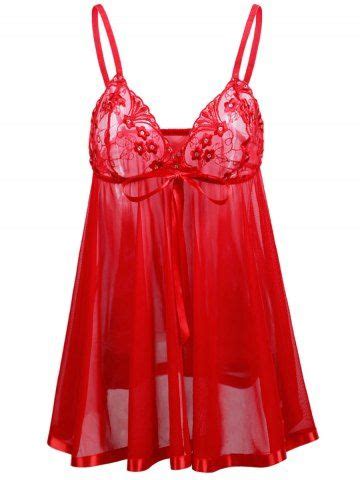 Off Flounce Plus Size Sheer Mesh Lingerie Babydoll Rosegal