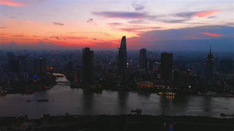 Ho Chi Minh City Sunset Aerial View Live Action 17793744