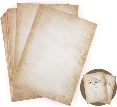 LATERN 50 Sheets Writing Paper Vintage A4 Double Sided Printed Format