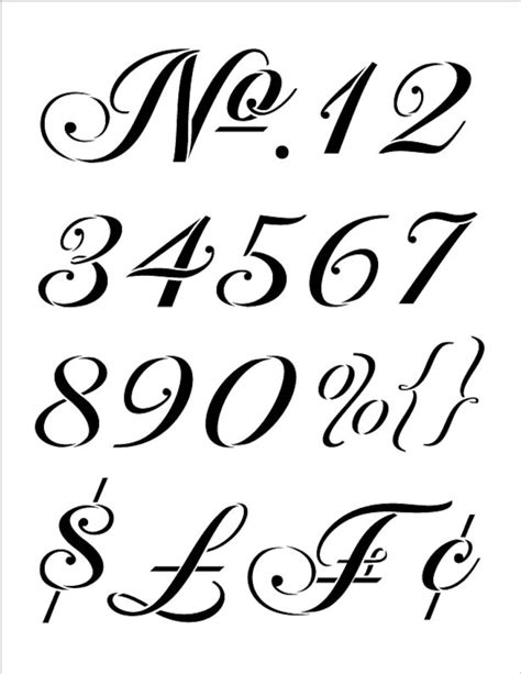 Elegant Vintage Numbers Stencil Select Size STCL1043 By Etsy