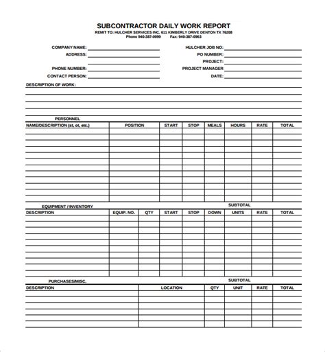 Sample Daily Work Report Template 7 Free Documents In Pdf