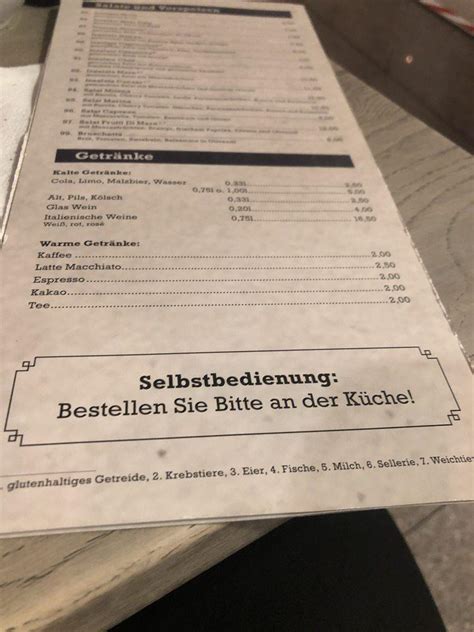 Speisekarte von Pizzeria Casanova Düsseldorf Am Wehrhahn 45