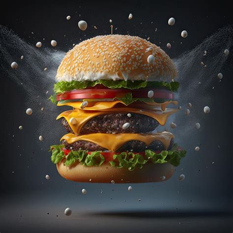 Premium AI Image | A large cheeseburger with many other toppings