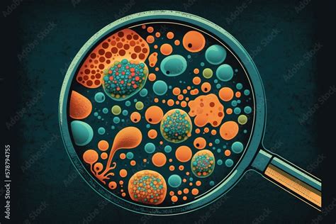 Illustration Of A Magnifying Glass Looking At Bacteria And Parasites