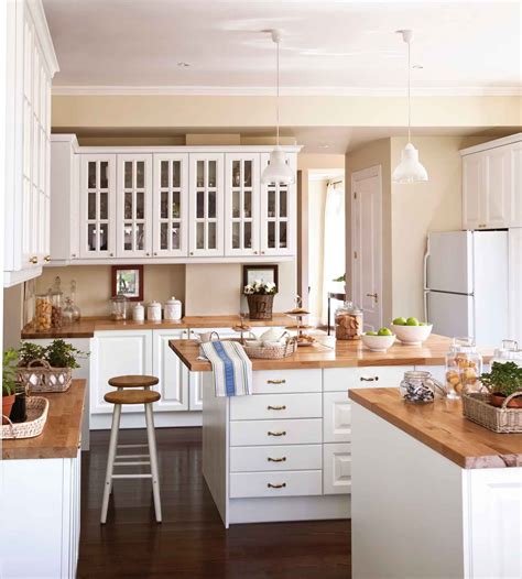 Encimera En Blanco Y Madera A Dos Alturas Cocina Piso De Madera