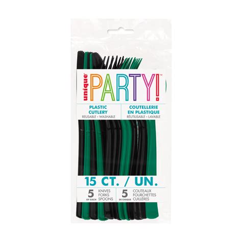 Superbowl 2025 Green & Black Assorted Cutlery, 15ct