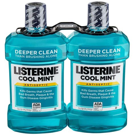 Cool Mint Antiseptic Mouthwash, 1.5l, 2-pk by, Listerine Cool Mint ...