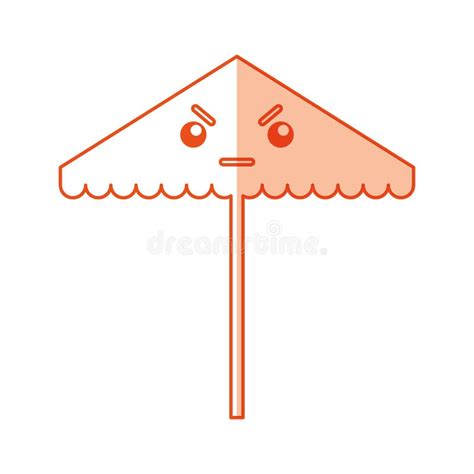 Kawaiikarakter Van De Strandparaplu Vector Illustratie Illustration Of Overzees Pictogram