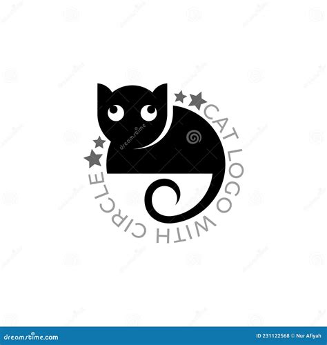 Black Cat Logo With Simple Design Vintage Logos Stock Vector