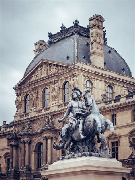 Beautiful Vertical Shot Of The Roof Of The Louvre Museum Stock Image