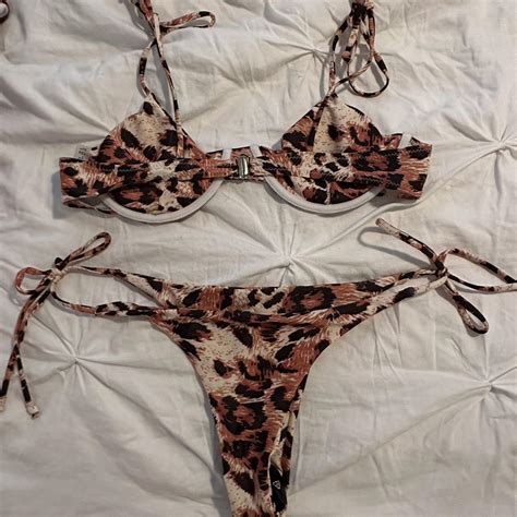 Cheetah Print Bikini With Tags And Bottoms Liner Depop