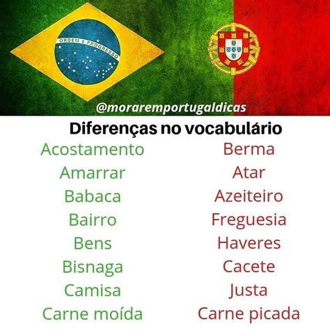 Diferen As De Vocabul Rio Entre O Portugu S Do Brasil E De Portugal