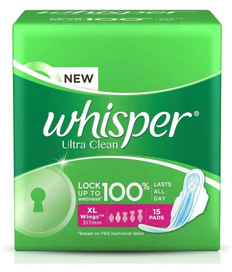 Whisper Ultra Sanitary Pads Extra Large Wings 15 pc Pack: Buy Whisper ...