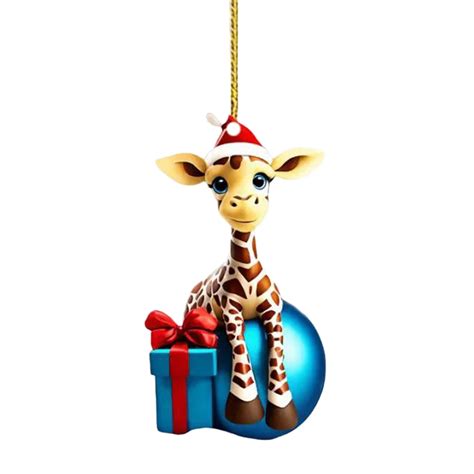 Bawuo Christmas Giraffe Pendant Cartoon Pattern Double Sided Acrylic