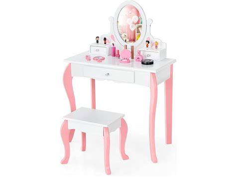 Coiffeuse Avec Tabouret Pour Enfants Table De Maquillage En Bois Avec